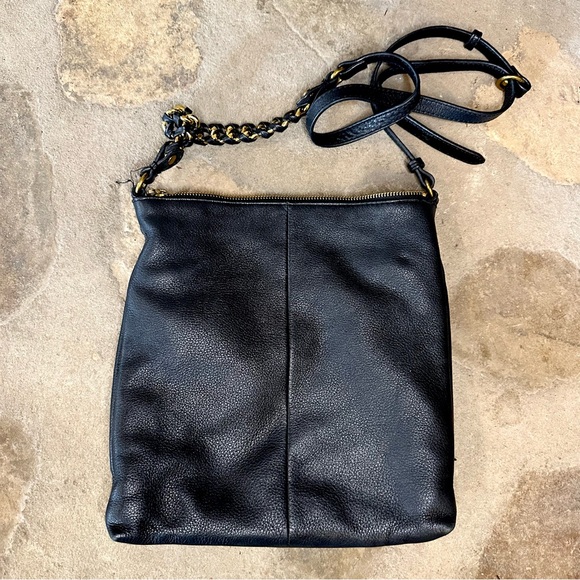 Elliott Lucca black Pebbled Leather Crossbody/Shoulder Bag Chain Strap - Picture 3 of 6